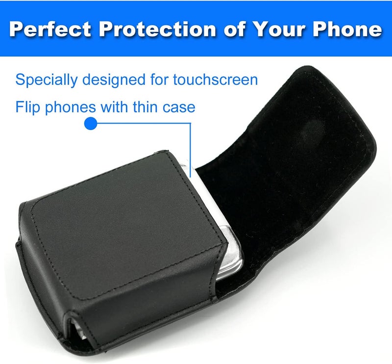 BECPLT for Galaxy Z Flip7 /6/5/4/3 Z Flip 5G Case 360 Rotating Leather Pouch Belt Case Holster for Motorola Razr 40 Ultra /40 Motorola Razr 5G Razr 2022/2019 -Black - Image 2