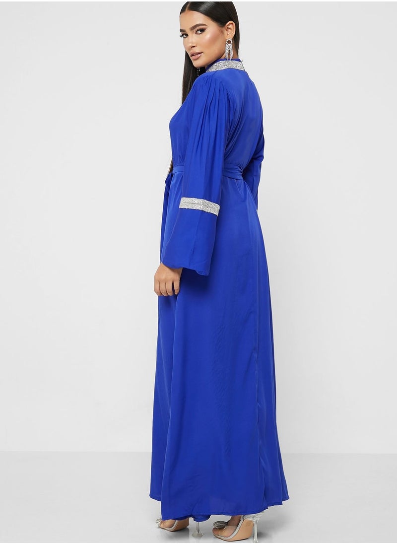 hayas closet - Flute Sleeve Embellished Dress - Image 1