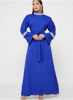 Flute Sleeve Embellished Dress