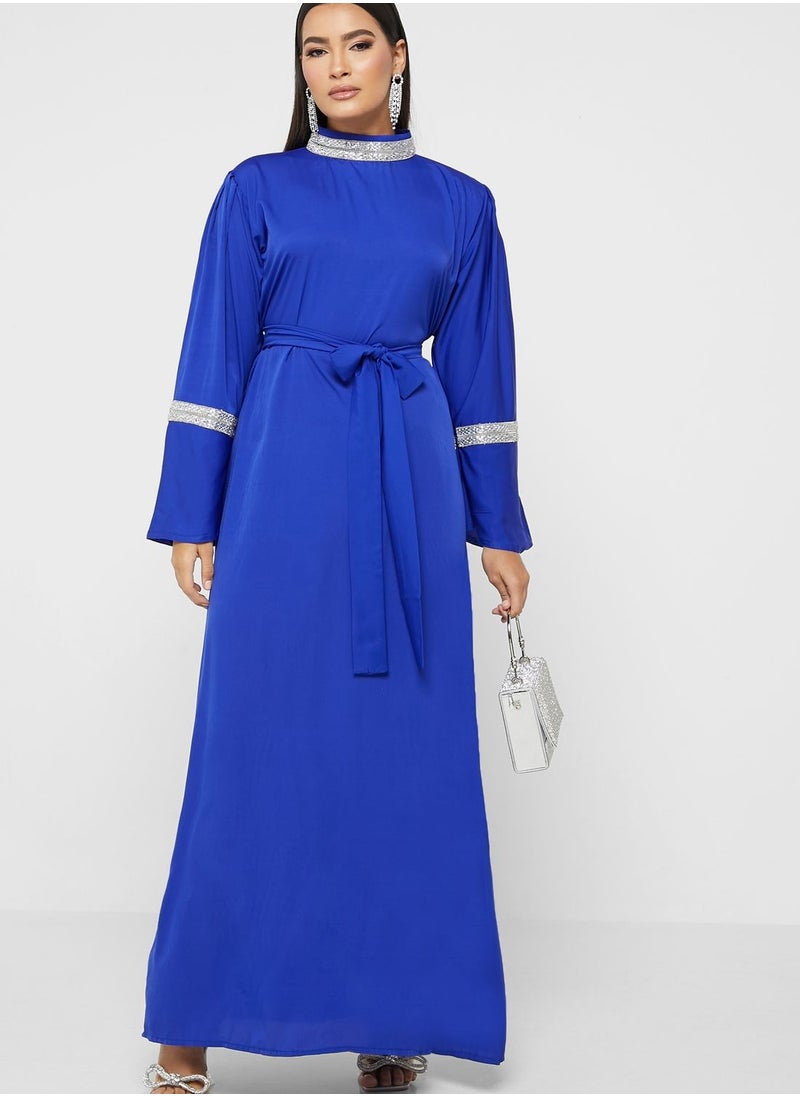 hayas closet - Flute Sleeve Embellished Dress - Image 1