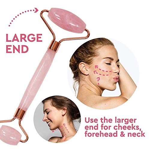 Getmecraft Rose Quartz Roller and Gua Sha Set, 100% Natural Rose Quartz Stone Face Roller, Anti-Wrinkle Anti-Aging Skin Care Tool, Facial Roller, Face Massager for Skin Firming and Stress Relief - Image 5