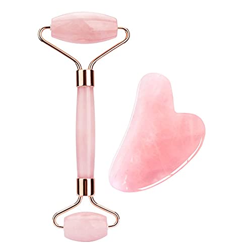 Getmecraft Rose Quartz Roller and Gua Sha Set, 100% Natural Rose Quartz Stone Face Roller, Anti-Wrinkle Anti-Aging Skin Care Tool, Facial Roller, Face Massager for Skin Firming and Stress Relief - Image 2