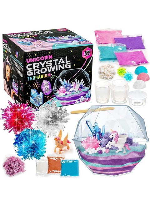 Unicorn Crystal Growing Kit For Kids 7+, Includes 18 Pieces & Easy To Follow Manual, Grow 3 Crystals And Make A Magical Scene With Unicorns