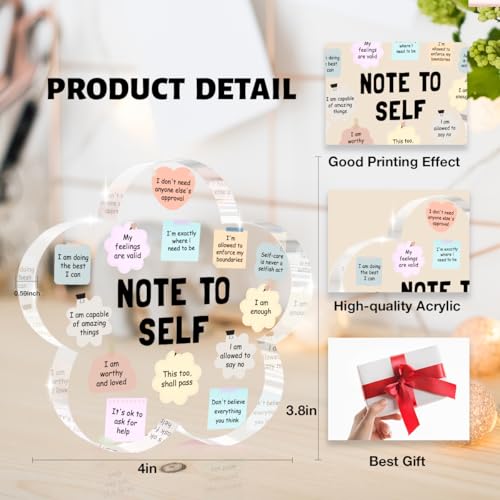XFN Note to Self Motivational Decor, Flower Shape Acrylic Sign Gifts Therapy Mental Health Decorations for Counseling Office Therapy Desktop Art Decoration, Counselor Therapist Office Gifts - Image 2