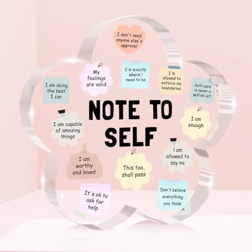 XFN Note to Self Motivational Decor, Flower Shape Acrylic Sign Gifts Therapy Mental Health Decorations for Counseling Office Therapy Desktop Art Decoration, Counselor Therapist Office Gifts - Image 1