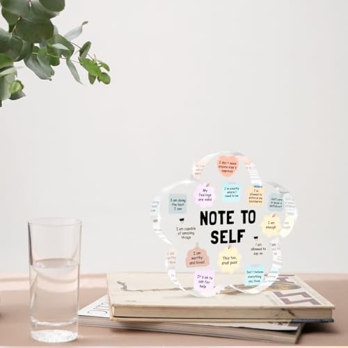 XFN Note to Self Motivational Decor, Flower Shape Acrylic Sign Gifts Therapy Mental Health Decorations for Counseling Office Therapy Desktop Art Decoration, Counselor Therapist Office Gifts - Image 4