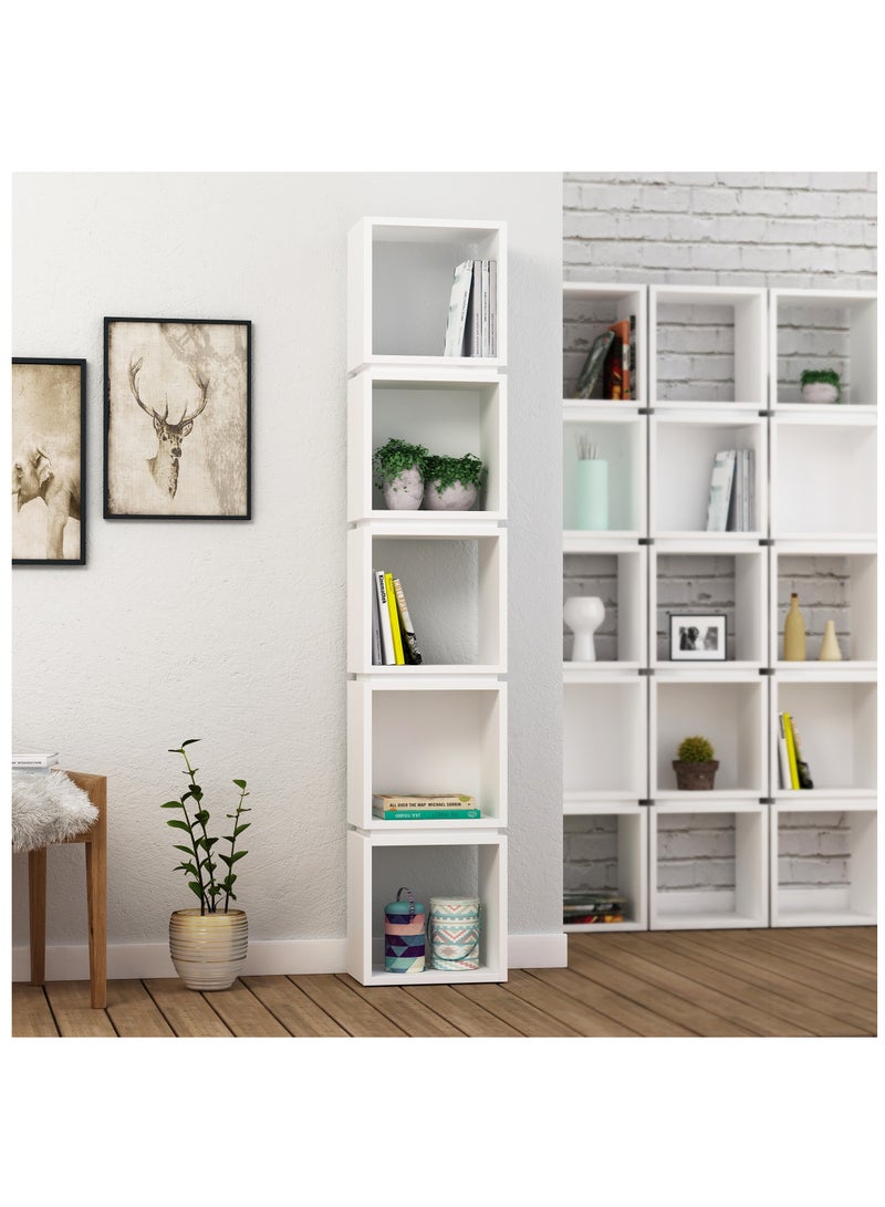 موراه خزانة كتب متعددة الاستخدامات من موراه هوم، خزانة كتب عصرية بستة رفوف، رف تخزين متعدد الاستخدامات، وحدة عرض لغرفة النوم، غرفة المعيشة، خزانة أرضية - ٢٢×١٦٧×٣٢ سم - أبيض - Image 1