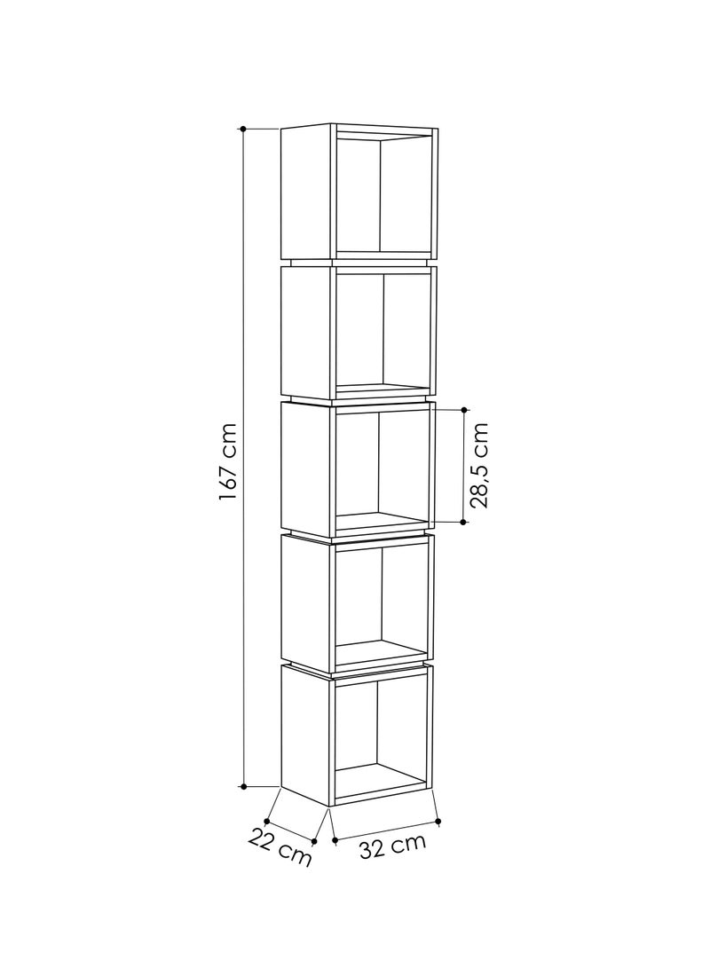 موراه خزانة كتب متعددة الاستخدامات من موراه هوم، خزانة كتب عصرية بستة رفوف، رف تخزين متعدد الاستخدامات، وحدة عرض لغرفة النوم، غرفة المعيشة، خزانة أرضية - ٢٢×١٦٧×٣٢ سم - أبيض - Image 3