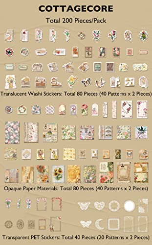 Knaid 200 Piece Vintage Ephemera Bundle - Paper & Sticker Kit for Junk Journaling, Scrapbooking, Planners, Bullet Journals, Collage, Decoupage - Cottagecore Themed - Pastel/Earthy Tones - Image 2