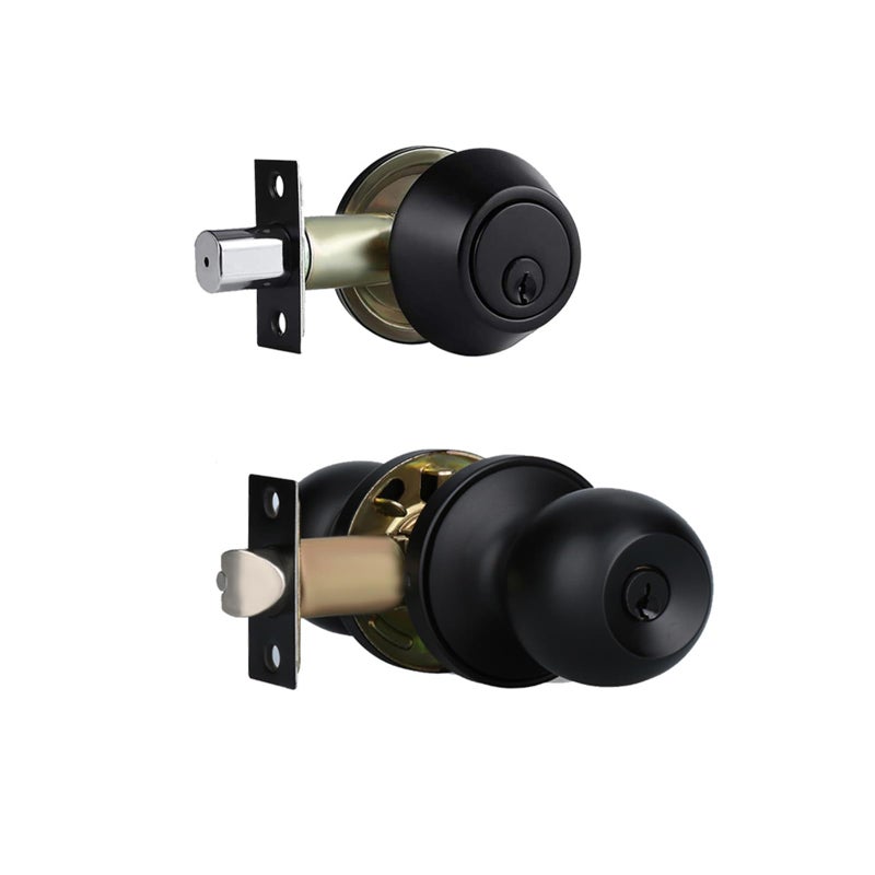 Cielsa Dawn Front Door Lock Set Exterior Door Lock Set With Deadbolt  Single Cylinder Deadbolt Lock And Door Knob Set  Keyed Alike Matte Black Door Knob And Deadbolt Set(1Pack Set) - Image 1