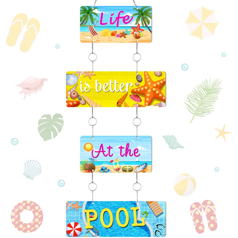 Shimeyao Summer Beach Wall Decor Welcome to Paradise Sign Patio Pool Sign Metal Hanging Tropical Bar Flip Flop Sign Endless Summer Vintage Beach Themed Plaque for Poolside Outdoor Home Decor Cute Style