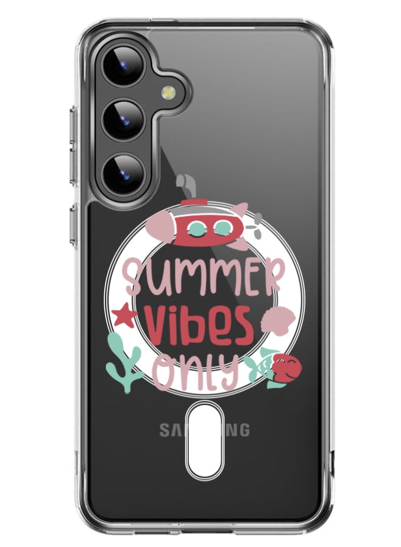 Theodor Magnetic Case for Samsung Galaxy S24 Plus 6.7-inch Compatible with MagSafe Wireless Charging, Shockproof Phone Bumper Cover Summer vibes only copy - Image 1