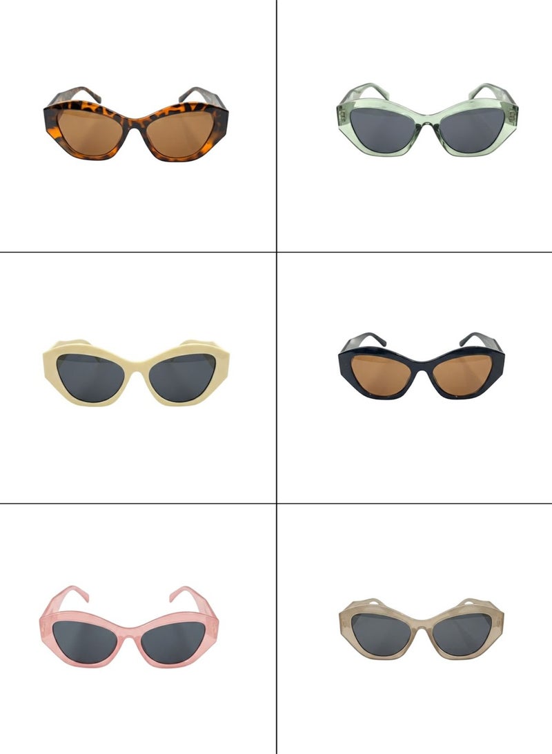 ركس 6 نظارات شمسية نسائية متعددة الألوان مع اطار بلاستيك خفيفة الوزن  14203 - Image 1