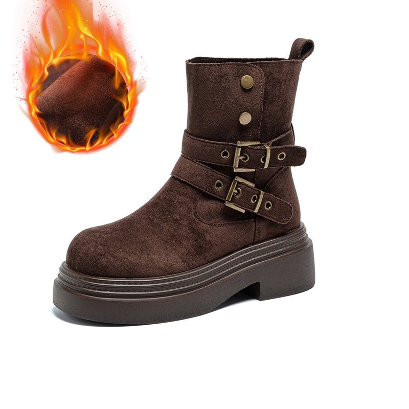 Thick-Soled Martin Boots for Women, 2026 New Autumn Women''s Shoes, Casual Fashion Mid-Calf Boots, Height-Increasing Short Boots for Petite Women - Image 1
