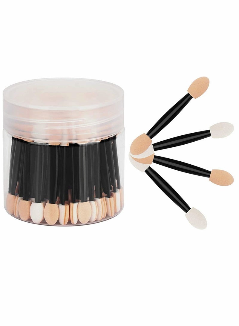 Excefore Disposable Dual Sides Eyeshadow Brushes, Eyeshadow Applicators with Container, Disposable Eyeshadow Sponge Applicator Makeup Applicators-80 Pcs - Image 1