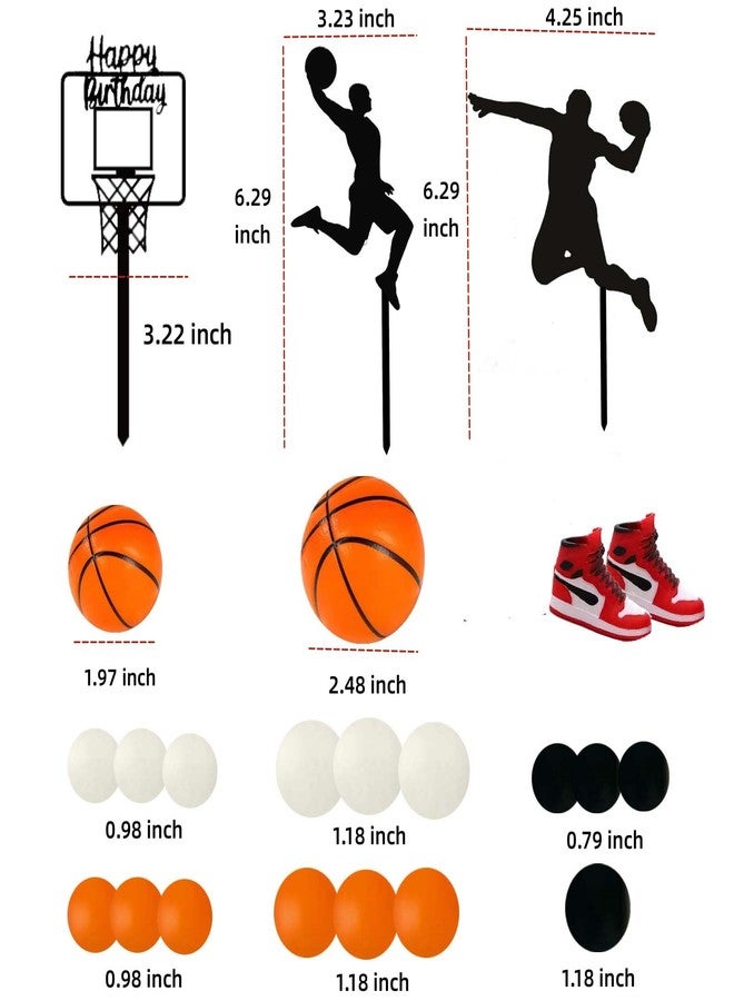 Qoadwem Basketball Cake Toppers, Qoadwem 22pcs Cake Decorations For Boys Theme Party Cake Decorations With Acrylic Basketball Hoop Happy Birthday Cake Topper - Image 4