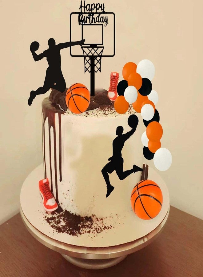 Qoadwem Basketball Cake Toppers, Qoadwem 22pcs Cake Decorations For Boys Theme Party Cake Decorations With Acrylic Basketball Hoop Happy Birthday Cake Topper - Image 5