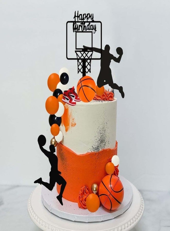 Qoadwem Basketball Cake Toppers, Qoadwem 22pcs Cake Decorations For Boys Theme Party Cake Decorations With Acrylic Basketball Hoop Happy Birthday Cake Topper - Image 3