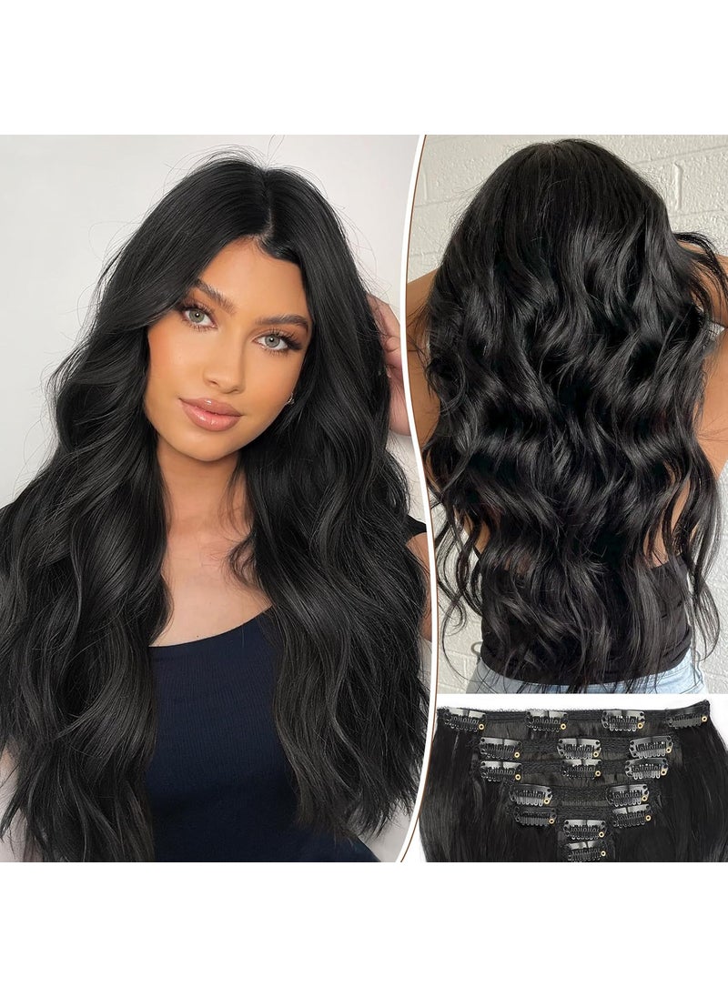 KooKaStyle KooKaStyle Clip in Hair Extensions for Women7PCS 20 Inch Hair Extensions Clip Ins Soft and Natural Black Hair Pieces for Women Thick Long Wavy 