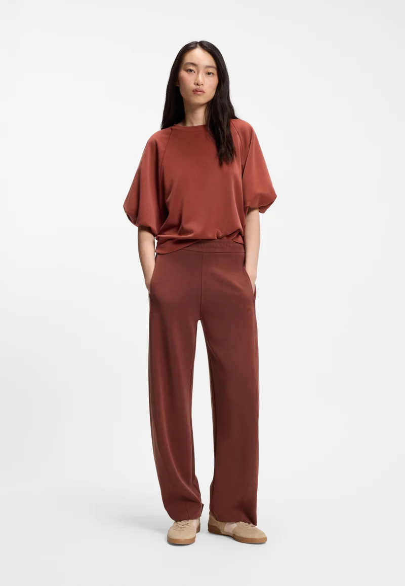 BOSS Dark Red Balloon-fit tracksuit bottoms with logo embroidery for Women | Best Price UAE