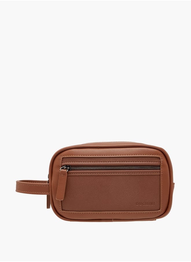 DUCHINI Men's Textured Pouch with Zip Closure and Handle  - Image 1