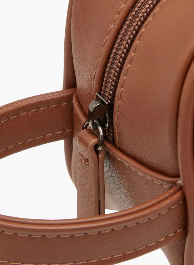 دوتشيني Men's Textured Pouch with Zip Closure and Handle