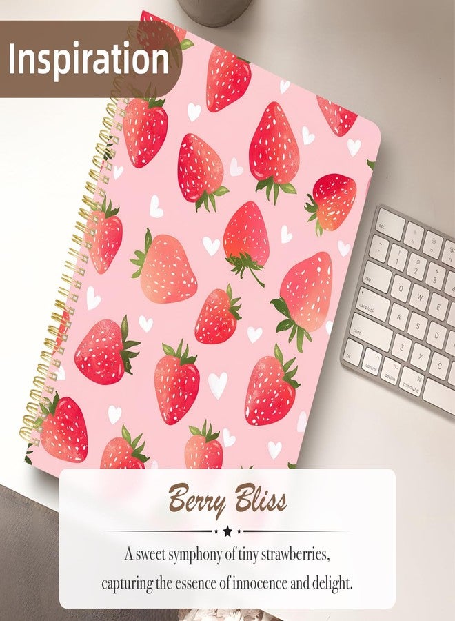 Stanoha Cute Spiral Notebook journal A4 Aesthetic Pretty Design for Women Girls Kawaii with Pocket, 11.5 x 8.5 inch, Lined, Strawberry - Image 3