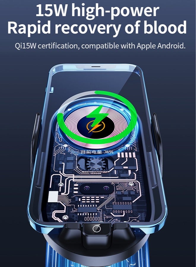 Wireless Car Charger, 15W Qi Fast Charging Auto-Clamping Phone Holder Mount for iPhone 15 Pro Max/15 Pro, Galaxy etc - Image 5