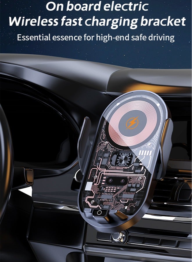 Wireless Car Charger, 15W Qi Fast Charging Auto-Clamping Phone Holder Mount for iPhone 15 Pro Max/15 Pro, Galaxy etc - Image 2