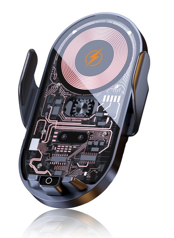 Wireless Car Charger, 15W Qi Fast Charging Auto-Clamping Phone Holder Mount for iPhone 15 Pro Max/15 Pro, Galaxy etc - Image 1