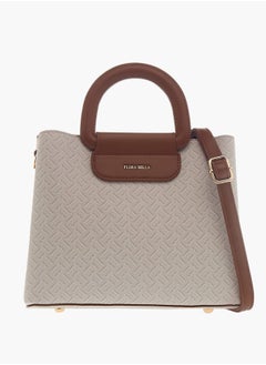 Flora Bella By Shoexpress Women Monogram Print Tote Bag with Handles and Detachable Strap  - Image 1