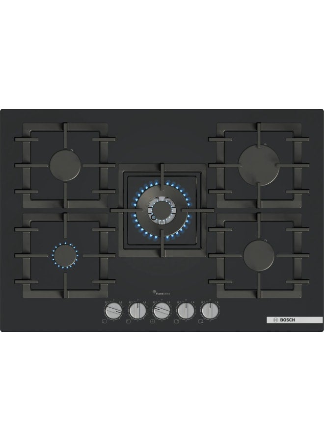 BOSCH Series 6 Gas hob 75 cm Tempered glass, Black PPQ7A6I45 PPQ7A6I45 Black - Image 1