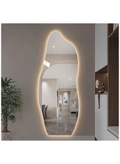 Vparty 70x170cm Full-Length Mirror – Large Standing or Wall-Mounted Mirror with Anti-Slip Wooden Base and Modern Irregular Wavy Design – Stylish Full Body Mirror with Adjustable 3-Color LED Lighting and Brightness – Ideal for Bedroom, Dressing Room, Living Room, Hallway, Entryway – Sleek, Elegant, and Functional Home Decor  - Image 1