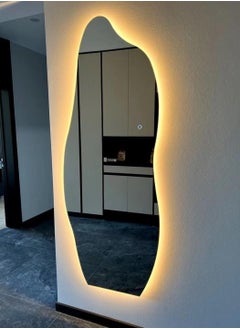 Vparty 70x170cm Full-Length Mirror – Large Standing or Wall-Mounted Mirror with Anti-Slip Wooden Base and Modern Irregular Wavy Design – Stylish Full Body Mirror with Adjustable 3-Color LED Lighting and Brightness – Ideal for Bedroom, Dressing Room, Living Room, Hallway, Entryway – Sleek, Elegant, and Functional Home Decor  - Image 3