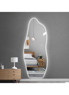 Vparty 70x170cm Full-Length Mirror – Large Standing or Wall-Mounted Mirror with Anti-Slip Wooden Base and Modern Irregular Wavy Design – Stylish Full Body Mirror with Adjustable 3-Color LED Lighting and Brightness – Ideal for Bedroom, Dressing Room, Living Room, Hallway, Entryway – Sleek, Elegant, and Functional Home Decor  - Image 4