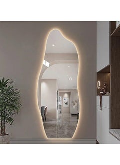 Vparty 70x170cm Full-Length Mirror – Large Standing or Wall-Mounted Mirror with Anti-Slip Wooden Base and Modern Irregular Wavy Design – Stylish Full Body Mirror with Adjustable 3-Color LED Lighting and Brightness – Ideal for Bedroom, Dressing Room, Living Room, Hallway, Entryway – Sleek, Elegant, and Functional Home Decor  - Image 5