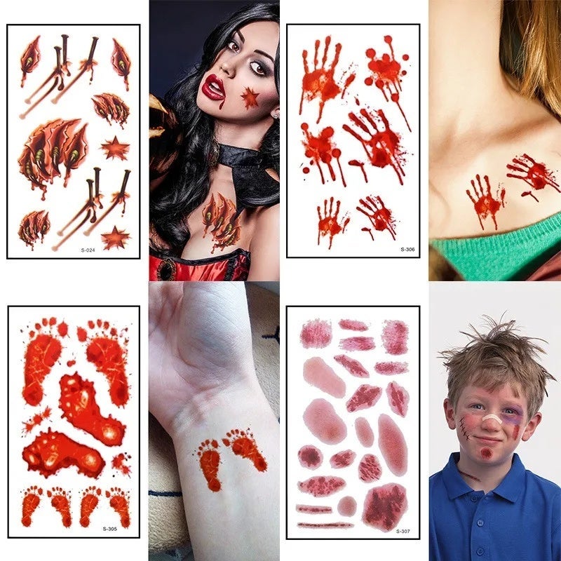 Halloween Temporary Tattoo Sticker Waterproof 3D Bite Mark Zombie Acars Wound Tattoo Sticker Halloween Party Cosplay Makeup Prop - Image 3
