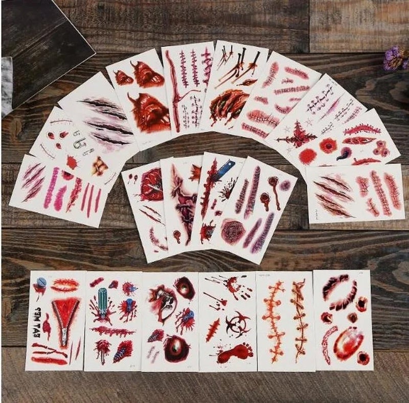 Halloween Temporary Tattoo Sticker Waterproof 3D Bite Mark Zombie Acars Wound Tattoo Sticker Halloween Party Cosplay Makeup Prop - Image 5