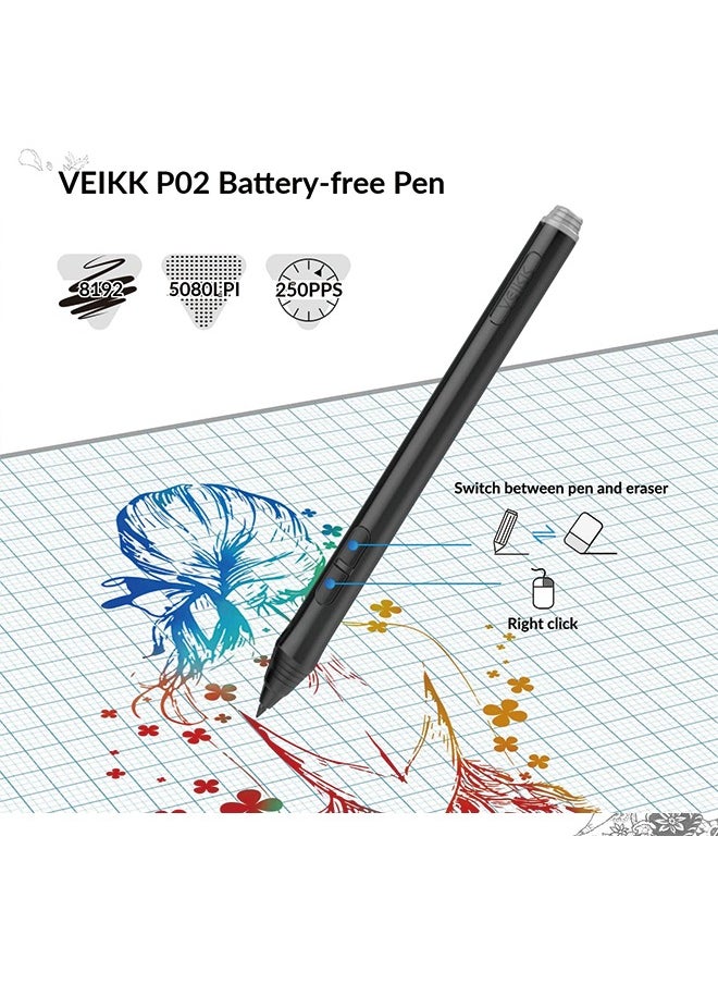 Veikk - Digital Drawing Tablet VEIKK A15Pro Graphics Pen Tablet 10 x 6 Inch Graphics Tablet with 12 Shortcut Keys and 1 Quick Dial,Supports Tilt Function,for MAC/Win/Linux/Android OS (Blue) - Image 1