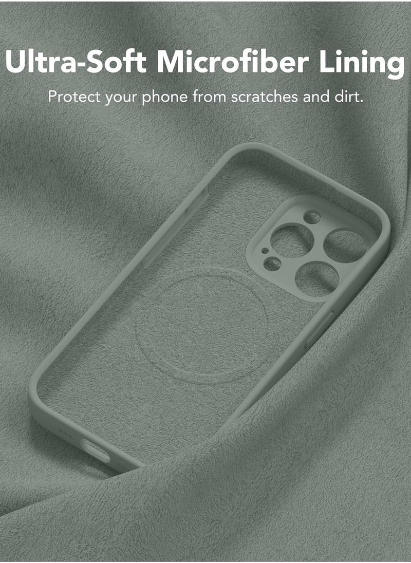 Raxoom Strong Magnetic for iPhone 15 Pro Max Case Silicone, Compatible with MagSafe, [Camera Protection][2X Screen Protectors]Slim Protective Case, Soft Anti-Scratch Microfiber Lining, Calke Green - Image 5