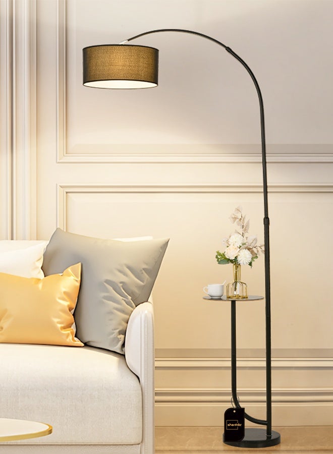 Sharpdo Modern Floor Lamp with Shelf Adjustable Pure Natural Marble Elegant Floor Lighting with Tray Interior Lighting Decoration Standing Light with Shelves Black 180*100CM - Image 1