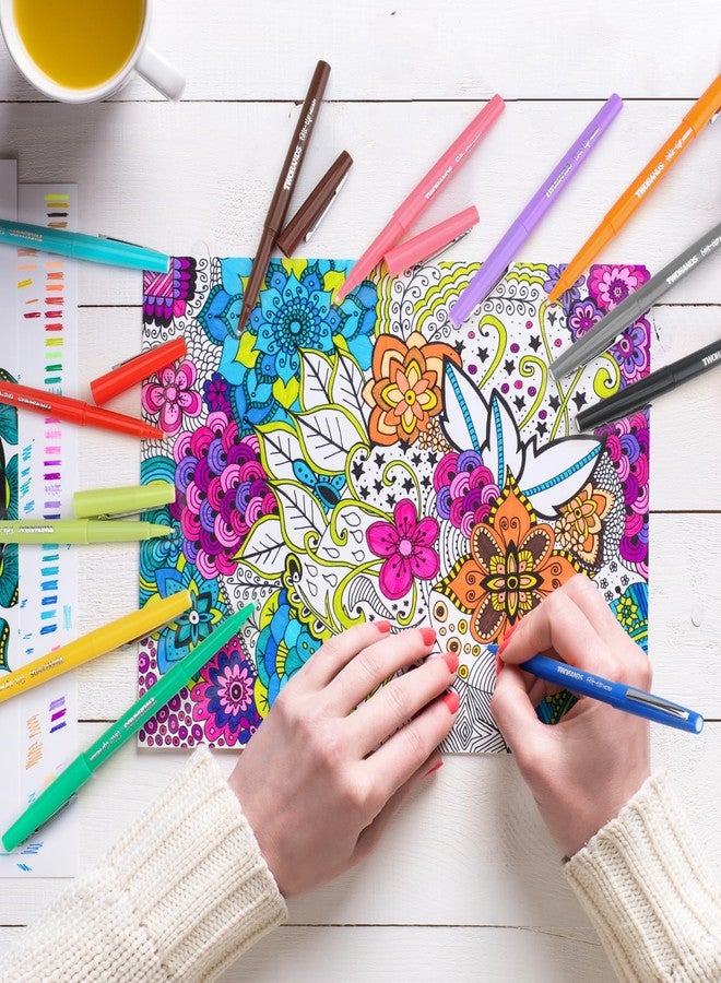 TWOHANDS 12 Felt Tip Pens, Assorted Colours Fineliners, Colourd pens Medium Point (0.7 MM) Writing Pens for Adults Colouring, Journaling, Note Taking, 22004 - Image 4