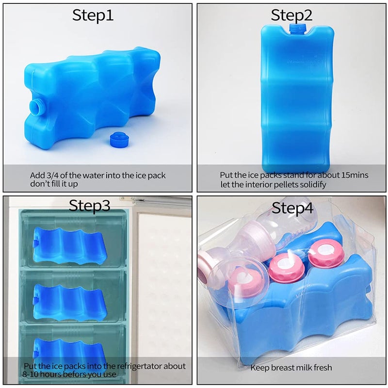 أيسوسر ISUSSER Pack of 3 Reusable Ice Packs for Breastmilk Storage, Bottle Ice Packs for Breastfeeding Mom, Blue - Image 5