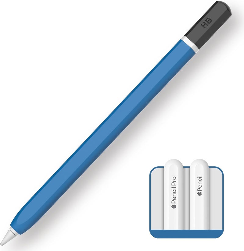 TRONWIN Apple Pencil Pro case,Classic Pencil Design Cover,Silicone Apple Pencil 2nd Generation case,Perfect Grip Apple Pencil Pro Sleeve (Blue) - Image 1