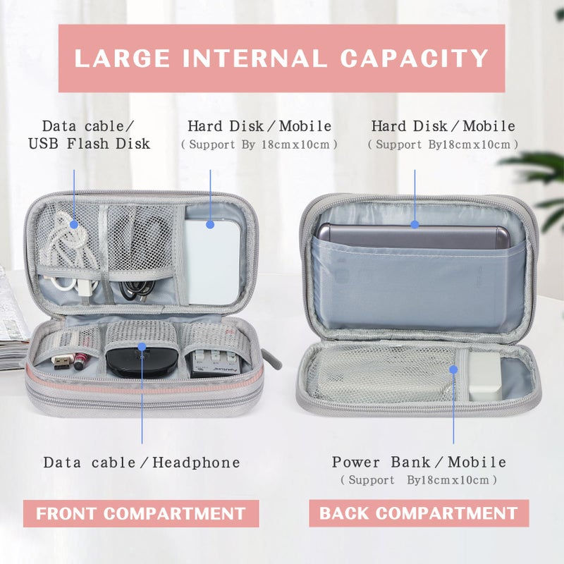 FYY Electronic Organizer, Travel Cable Organizer Bag Pouch Electronic Accessories Carry Case Portable Waterproof Double Layers All-in-One Storage Bag for Cable, Cord, Phone, Earphone-Light Pink - Image 3