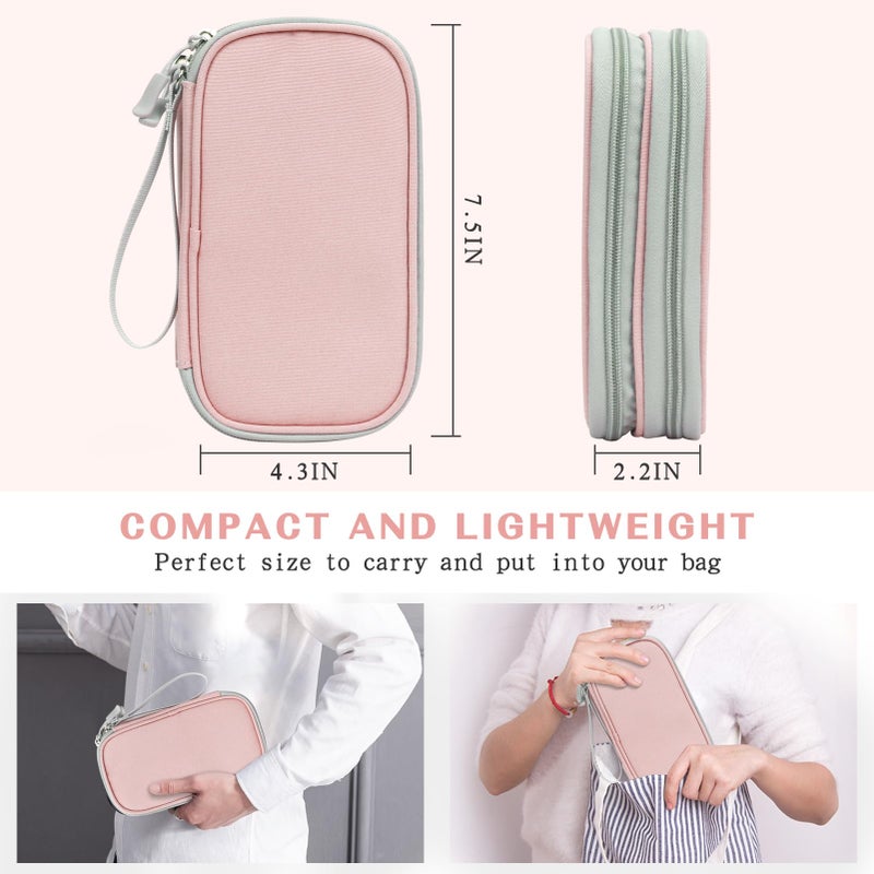 FYY Electronic Organizer, Travel Cable Organizer Bag Pouch Electronic Accessories Carry Case Portable Waterproof Double Layers All-in-One Storage Bag for Cable, Cord, Phone, Earphone-Light Pink - Image 2