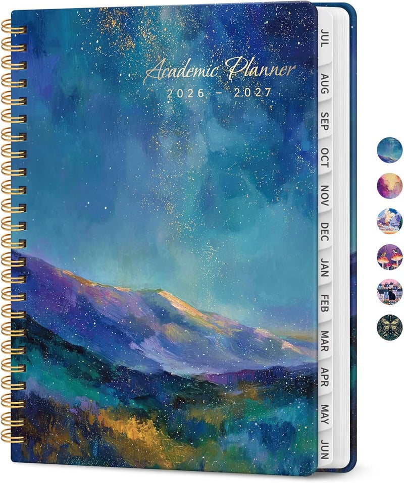 Taja Planner 2026-2027, Academic Year Monthly and Weekly Calendar Planner, Jul 2026 - Jun 2027, Hardcover Teacher Student Planning Agenda book with Tabs, Perfect for School Office Supplies, 6.3" x 8.5 - Image 1