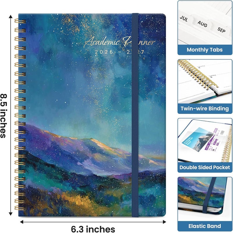 Taja Planner 2026-2027, Academic Year Monthly and Weekly Calendar Planner, Jul 2026 - Jun 2027, Hardcover Teacher Student Planning Agenda book with Tabs, Perfect for School Office Supplies, 6.3" x 8.5 - Image 4