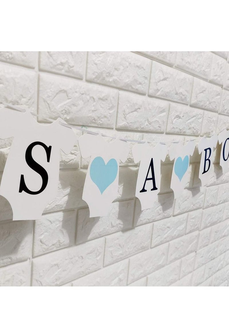 KASTWAVE مجموعة زينة عيد الميلاد، زينة عيد ميلاد الأول لطفل رضيع، مستلزمات حفلات زرقاء مع بالونات ولافتة إنه ولد، 6 قطع مراوح ورقية 10 قطع بالونات 1 قطعة لافتة علم مثلث زرقاء - Image 3