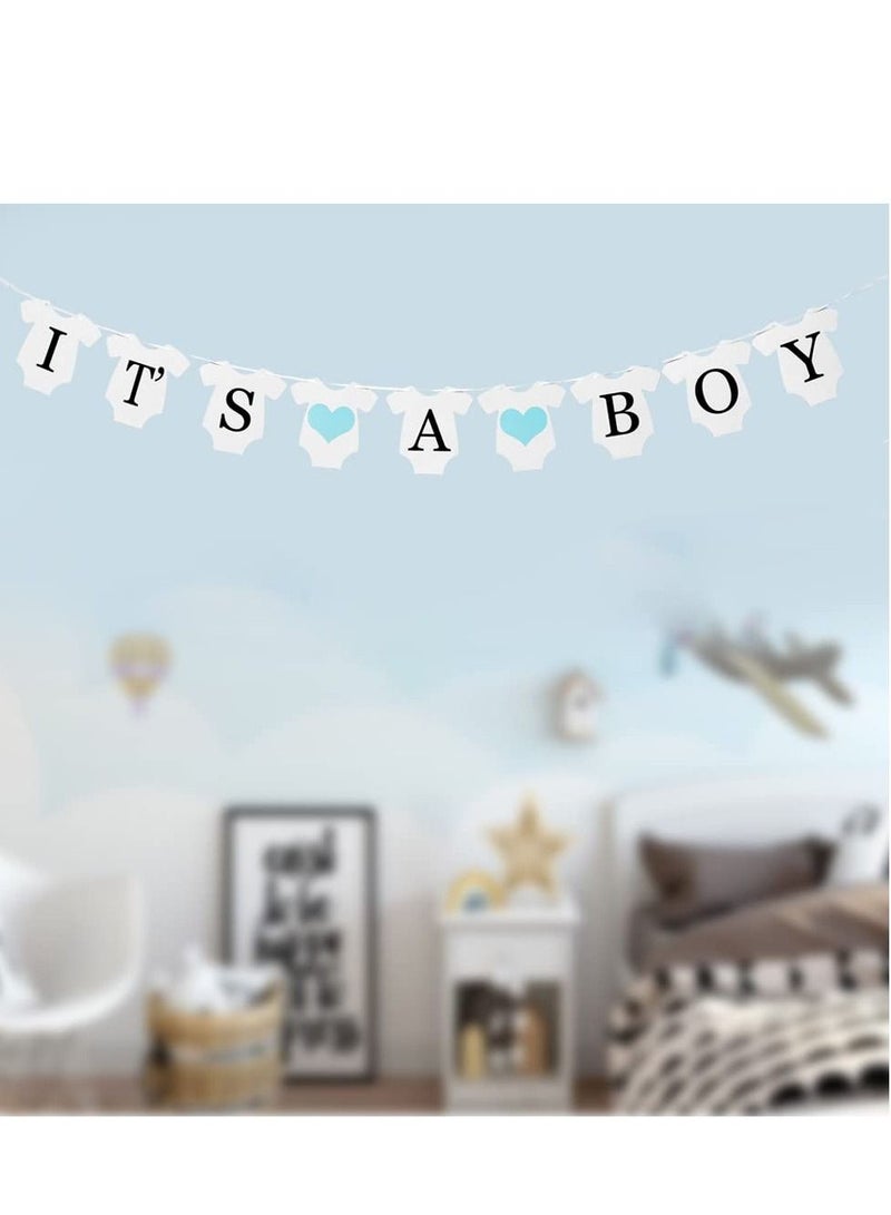 KASTWAVE مجموعة زينة عيد الميلاد، زينة عيد ميلاد الأول لطفل رضيع، مستلزمات حفلات زرقاء مع بالونات ولافتة إنه ولد، 6 قطع مراوح ورقية 10 قطع بالونات 1 قطعة لافتة علم مثلث زرقاء - Image 2